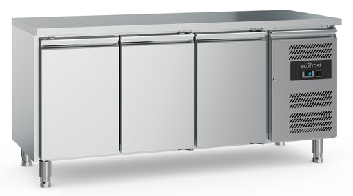 Stainless steel 3 door refrigerated counter with adjustable feet