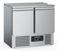 Stainless steel two door refrigerated saladette prep counter with GN containers