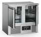Stainless steel two door refrigerated saladette prep counter with GN containers view 2