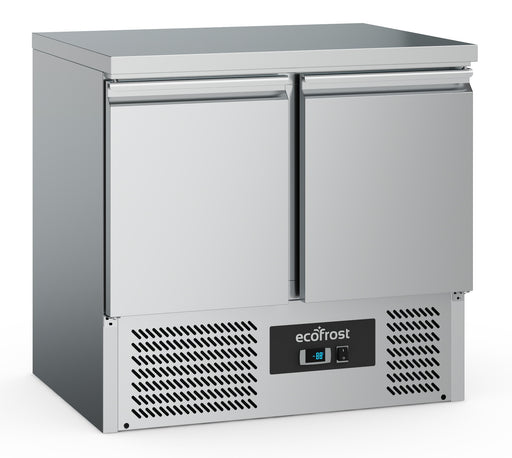 Stainless steel 2 door commercial refrigerated counter with digital display