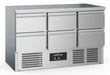 Stainless steel 6 drawer refrigerated counter with digital controls