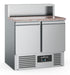 Stainless steel 2 door undercounter pizza preparation fridge with 5 GN containers