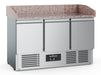 Stainless steel three door under counter pizza fridge with solid doors
