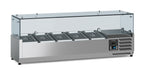 Stainless steel refrigerated countertop unit with storage for 1/4 GN containers