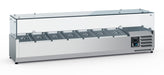 Stainless steel refrigerated counter top with 1/4 GN capacity and 7-pan configuration