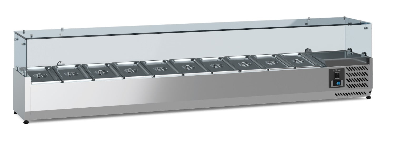 Stainless steel countertop refrigerated unit with 1/4 GN pan capacity