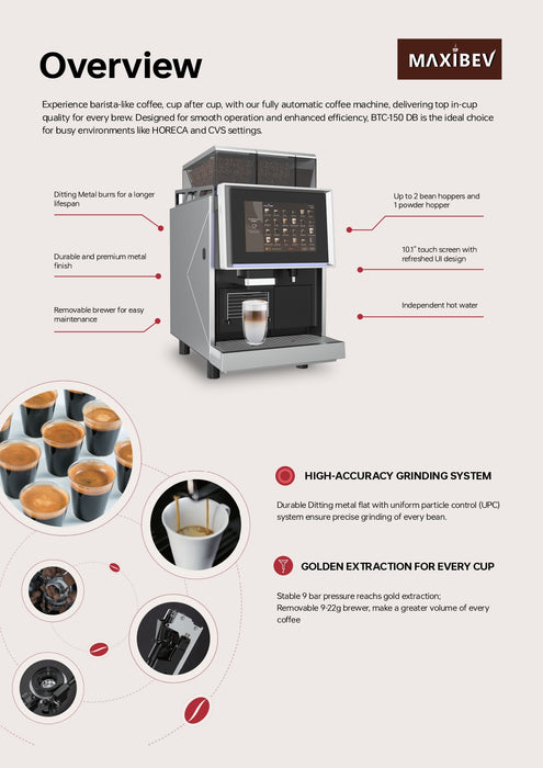 Maxibev BTC150DB – Dual Boiler Fully Automatic Coffee Machine