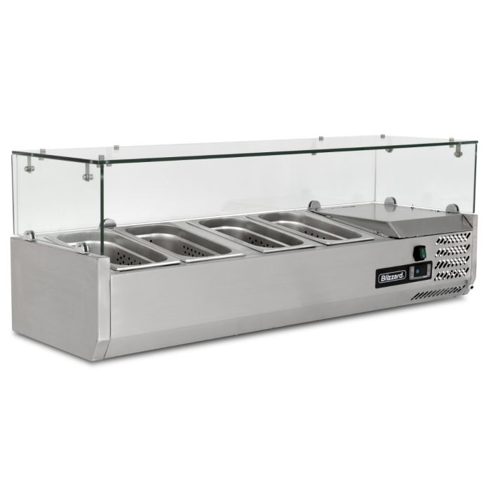 Blizzard 1/3 Gastronorm Prep Top With Glass Cover 1200mm(W) TOP1200CR