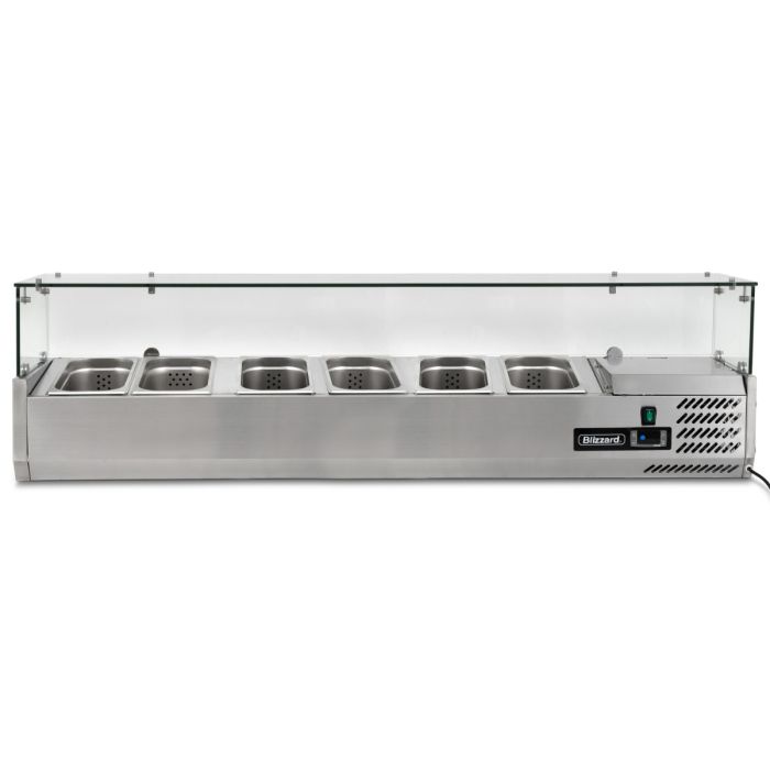 Blizzard 1/4 Gastronorm Prep Top With Glass Cover 1500mm(W) TOP1500-14CR