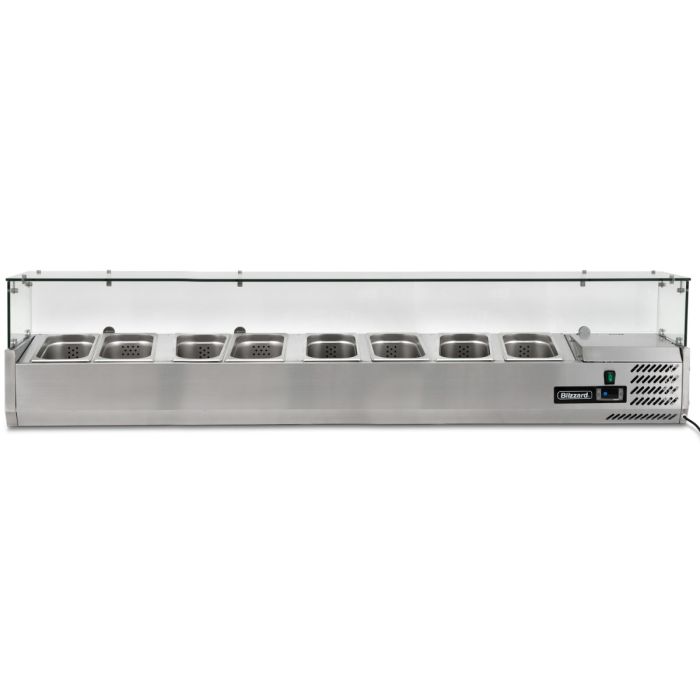 Blizzard 1/4 Gastronorm Prep Top With Glass Cover 2000mm(W) TOP2000-14CR