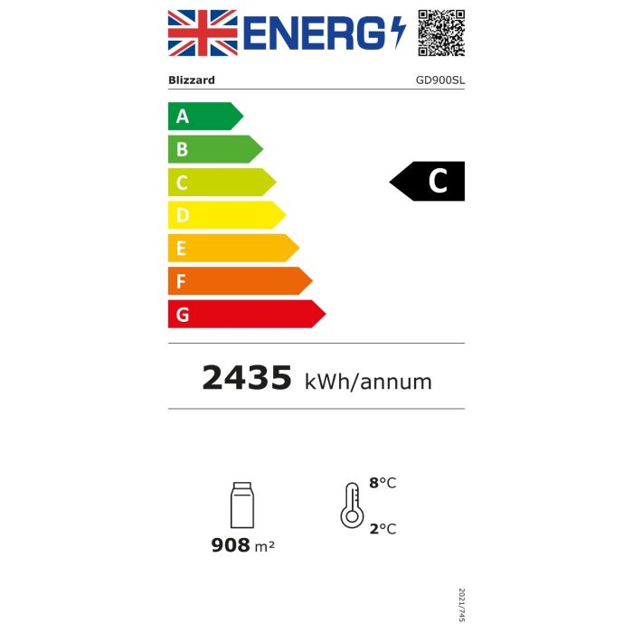 Blizzard Double Glass Sliding Door Merchandiser 908l GD900SL