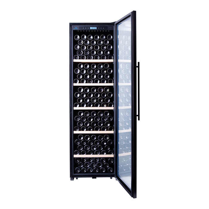 Cavecool Passion Mica 248 bottle single zone wine cooler, glass door, interior shelving view