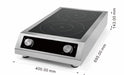 Stainless steel countertop induction hob with 2 cooking zones and control knobs view 7