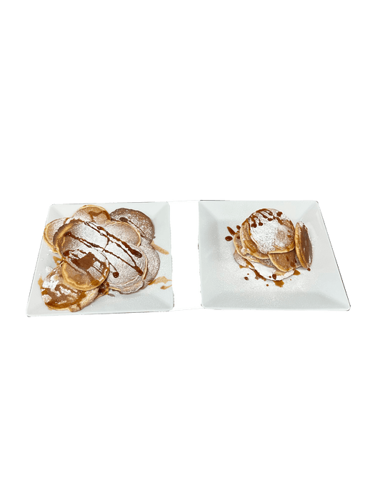 Stainless steel tabletop pancake maker with four 10cm round griddles and knob controls view 6
