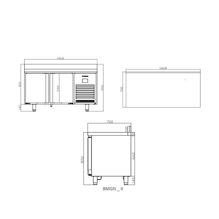 Infrico 2 Door Gn1/1 Counter With Upstand 295L BMGN1470