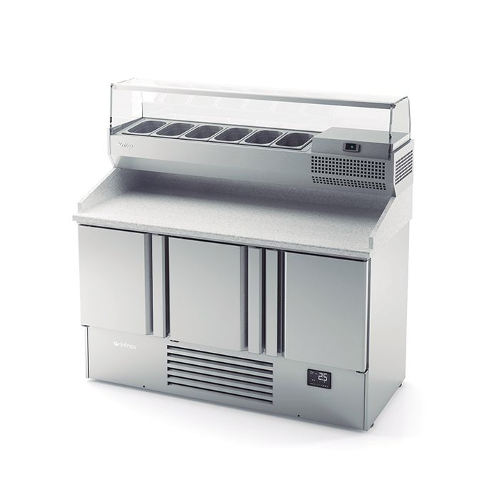 Infrico 3 Door Compact Gastronorm Pizza Prep Counter 355L ME1003VIP