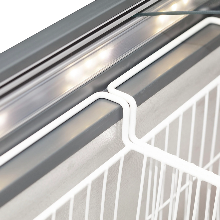 Elcold Sliding Curved Glass Lid Chest Freezer FOCUS 171 GREY 53307(Substitution for 49703 FOCUS 171 (ECO DESIGN))