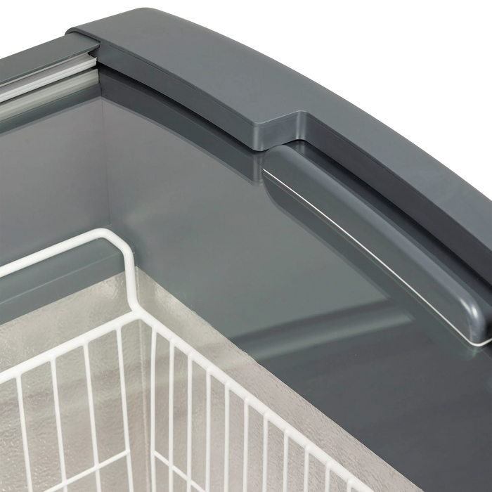 Elcold Sliding Curved Glass Lid Chest Freezer FOCUS 171 GREY 53307(Substitution for 49703 FOCUS 171 (ECO DESIGN))