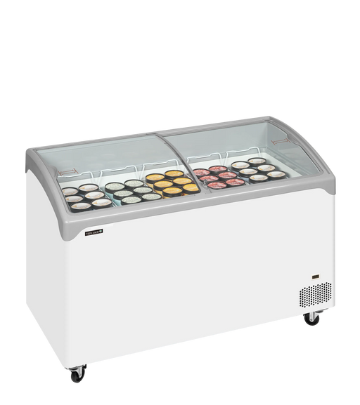 Tefcold Sliding Curved Glass Lid Chest Freezer NIC401SCEB 48862(Substitution for 20132 NIC400SCEB)