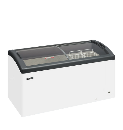 Elcold Sliding Curved Glass Lid Chest Freezer FOCUS 151 GREY 53304(Substitution for 49701 FOCUS 151 (ECO DESIGN))