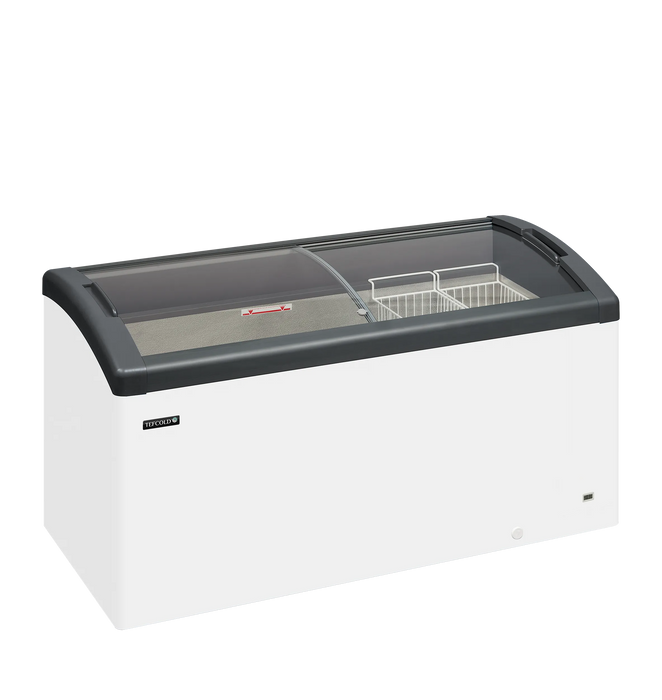 Elcold Sliding Curved Glass Lid Chest Freezer FOCUS 151 GREY 53304(Substitution for 49701 FOCUS 151 (ECO DESIGN))