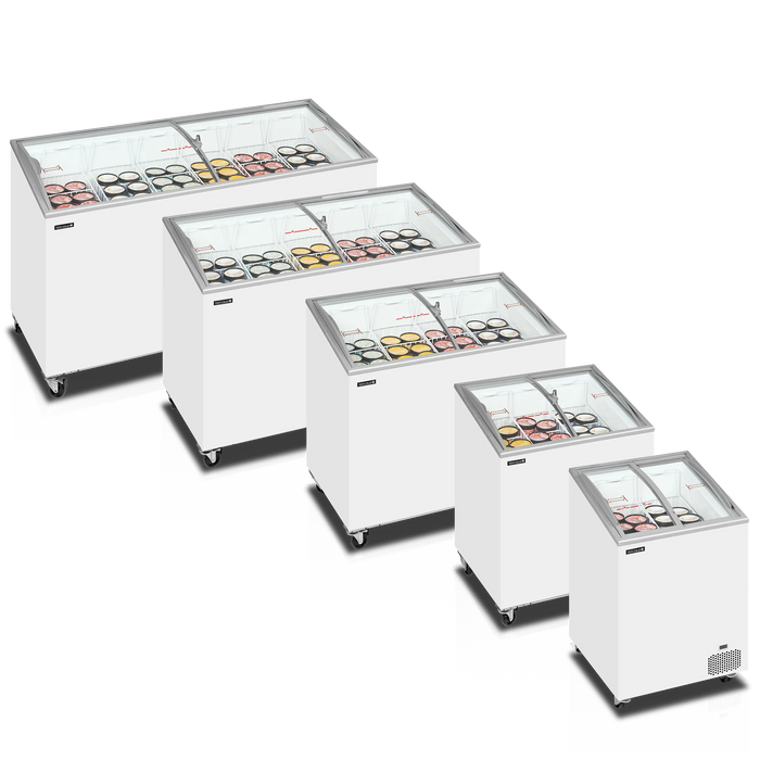 Tefcold Sliding Curved Glass Lid Chest Freezer IC101SCEB