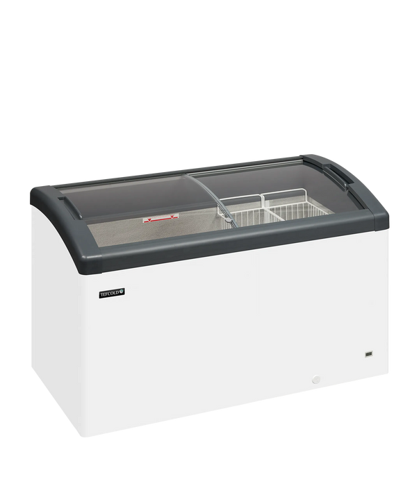 Elcold Sliding Curved Glass Lid Chest Freezer FOCUS 131 GREY 53302(Substitution for 49699 FOCUS 131 (ECO DESIGN))