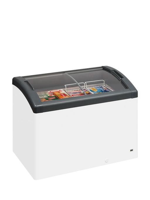 Elcold Sliding Curved Glass Lid Chest Freezer FOCUS 106 GREY 53301(Substitution for 49697 FOCUS 106 (ECO DESIGN))