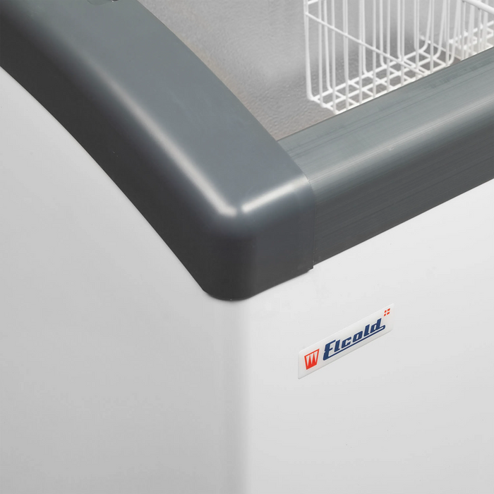 Elcold Sliding Curved Glass Lid Chest Freezer FOCUS 171 GREY 53307(Substitution for 49703 FOCUS 171 (ECO DESIGN))