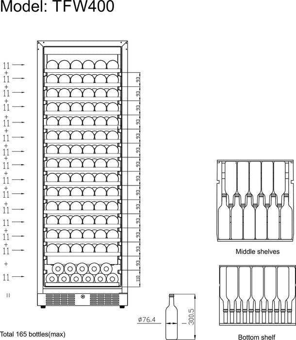Tefcold TFW400-S wine cooler storage