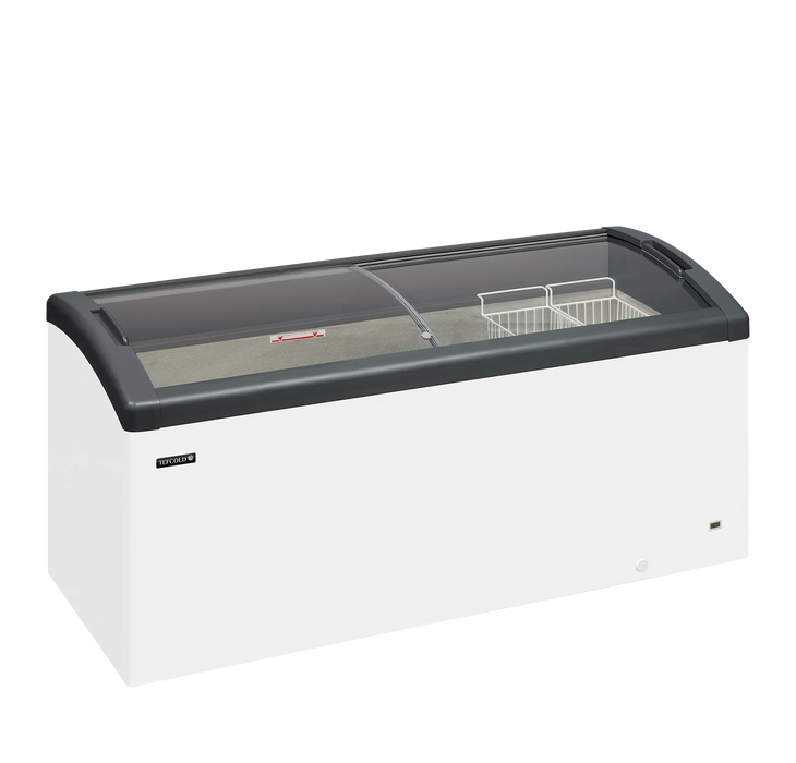 Elcold Sliding Curved Glass Lid Chest Freezer FOCUS 171 GREY 53307(Substitution for 49703 FOCUS 171 (ECO DESIGN))