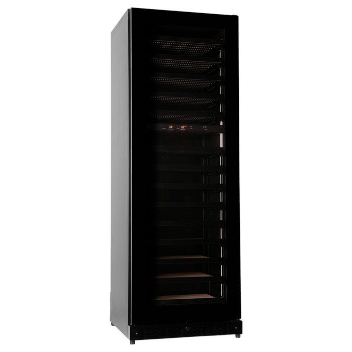Pevino Imperial Eco 96 bottle dual zone wine cooler, open door view