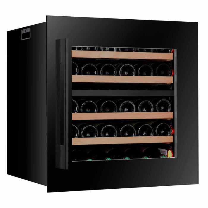 Pevino Majestic 30 Bottle Dual Zone Wine Cooler, black glass front