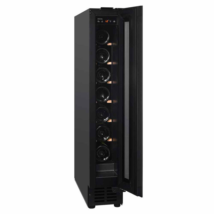 Pevino Noble 8 bottle single zone wine cooler, interior shelving view