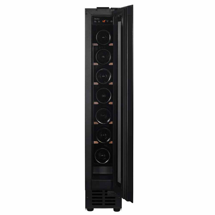 Pevino Noble 8 bottle single zone wine cooler, open door view