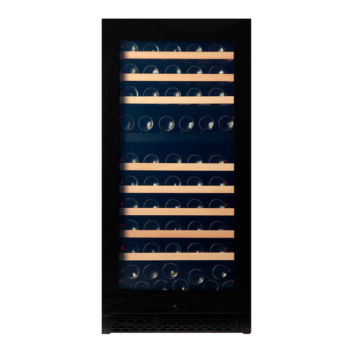Pevino Majestic wine cooler, 104 bottles, dual zone, black glass front
