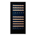 Pevino Majestic wine cooler, 104 bottles, dual zone, black glass front