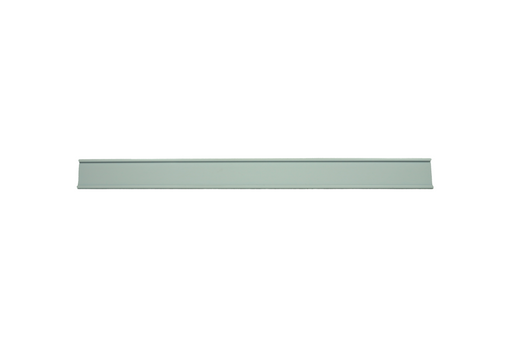 White pricecard holder designed for middle shelf installation on commercial refrigerators
