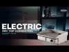 Stainless steel tabletop electric fry top griddle with smooth cooking surface and grease tray view 5