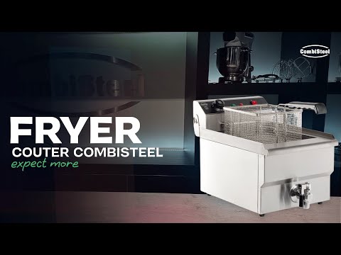 Stainless steel countertop electric fryer with single basket and drain valve view 6