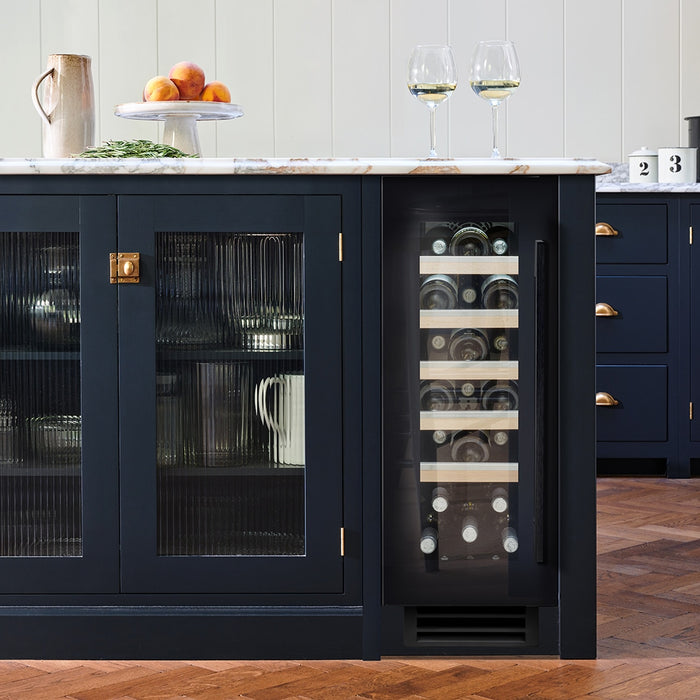 Caple Wi3155BG black glass undercounter wine cooler