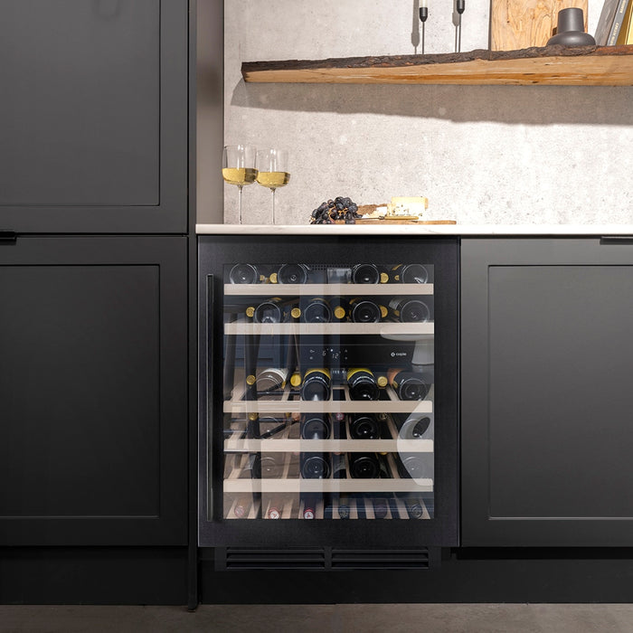Caple Wi6135BS black steel undercounter dual zone wine cooler