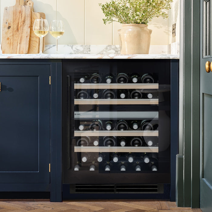 Caple Wi6155BG black glass undercounter wine cooler Ireland