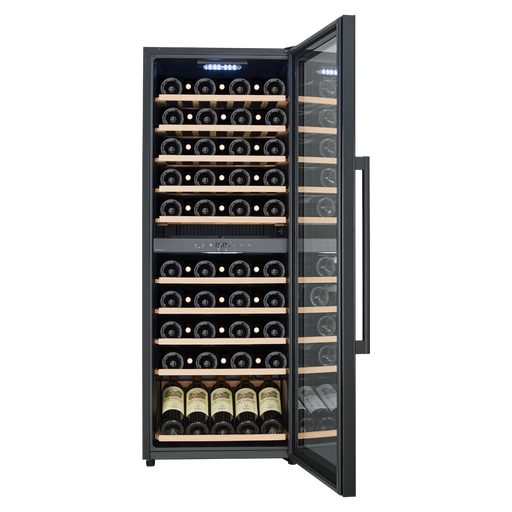 Cavecool Raw Zircon Special Edition 77 bottle dual zone wine cooler, front view