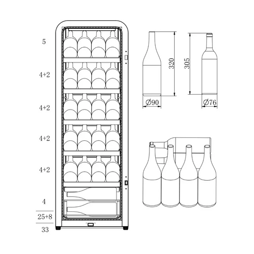 Cavecool Retro Basalt 51 bottle wine cooler, angled view