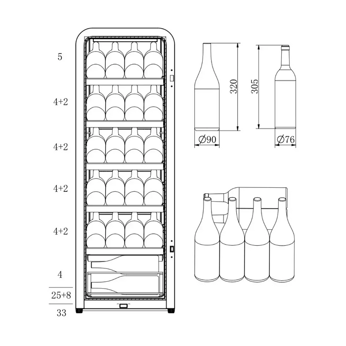 Cavecool Retro Basalt 51 bottle wine cooler, angled view