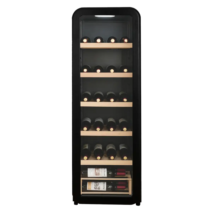 Cavecool Retro Basalt 51 bottle wine cooler, stocked with bottles