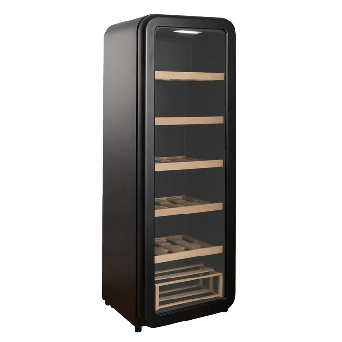 Cavecool Retro Basalt 51 bottle wine cooler, lifestyle setting view
