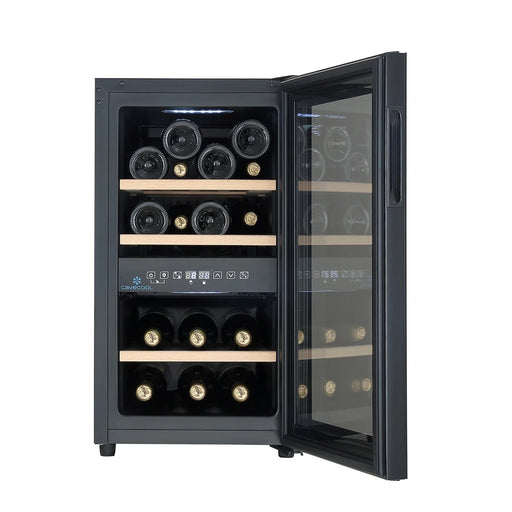 Cavecool Joy Azurite 16 bottle dual zone wine cooler, side view
