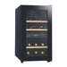 Cavecool Joy Azurite 16 bottle dual zone wine cooler, interior shelving view